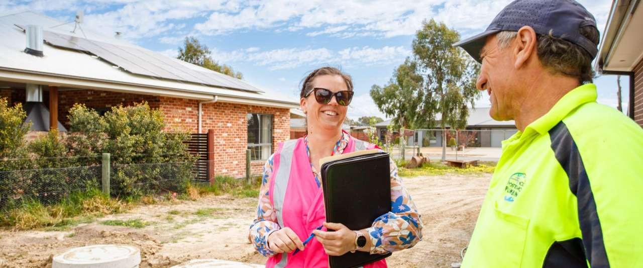 Council inspector onsite for installation of new septic tanks and grey water system