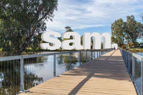 Victoria Park Lake - NEW SAM - Logo on location
