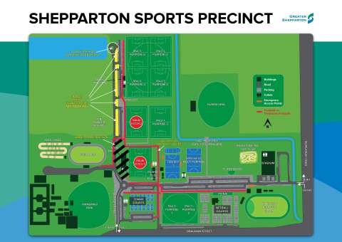 Sports Precinct User Site Map - Soccer Netball - Footpaths and Parking