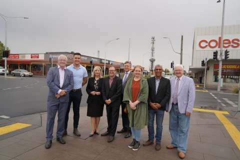 Federal Member for Nicholls The Hon Damian Drum, Cr Shane Sali, Greater Shepparton City Council Mayor, Cr Kim O’Keeffe, Cr Anthony Brophy, Geoff Adams – Greater Shepparton Chamber of Commerce and Industry, Cr Sam Spinks, Cr Greg James, Cr Geoff Dobson.