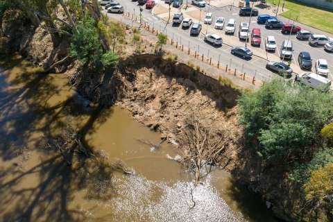 Above: Before the river bank stabilisation works in February 2024. 