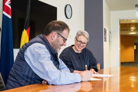 Greater Shepparton City Council CEO, Fiona Le Gassick, with Goulburn Broken Catchment Management Authority CEO, Carl Walters.