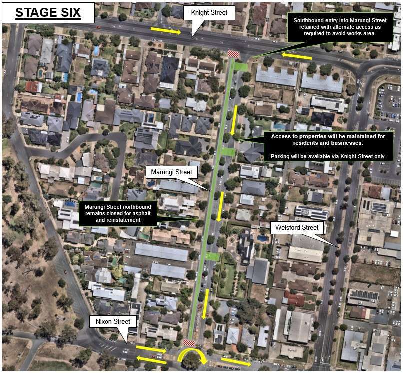 Map showing Stage Six road closures and traffic movements.